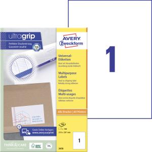 Etikety univerzálne 210x297mm Avery A4 100 hárkov