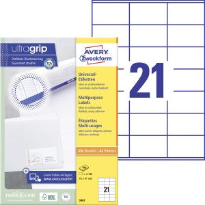 Etikety univerzálne 70x41mm Avery A4 100 hárkov