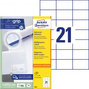 Etikety univerzálne 70 x 42,3 mm Avery A4, 100 listov