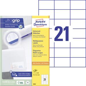 Etikety univerzálne 70x42,3mm Avery A4 100 hárkov