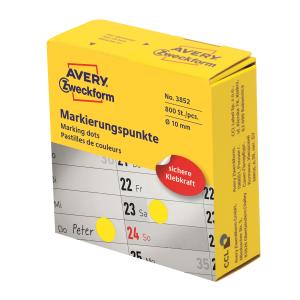 Etikety kruhové 10mm Avery žlté v dispenzore