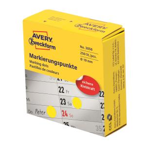 Etikety kruhové 19mm Avery žlté v dispenzore