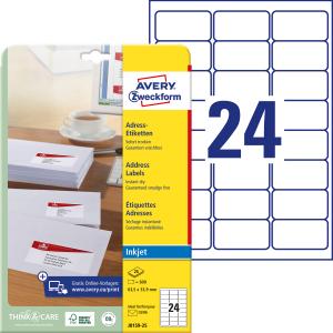 Samolepiace etikety AVERY 63,5x33,9mm adresné biele