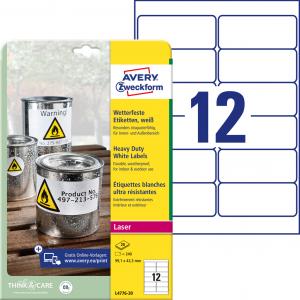 Etikety polyesterové 99,1x42,3mm Avery A4 biele 20 hárkov
