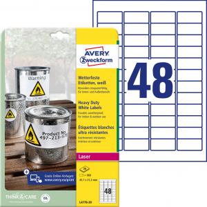 Etikety polyesterové 45,7x21,2mm Avery A4 biele 20 hárkov