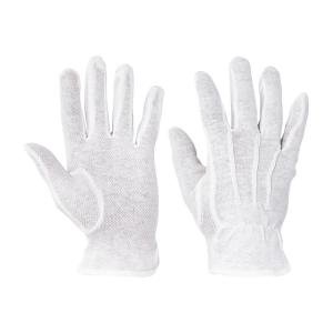 Rukavice bavlnené s PVC terčíkmi BUSTARD, biele, veľ. 10/XL