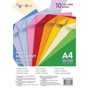 Farebný papier Gimboo A4 100 listov 80g 10 neónových farieb