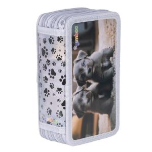 Peračník GIMBOO 3-zipsový plný, Šteniatka, sivý