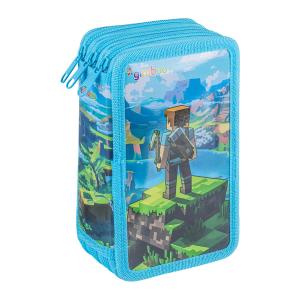 Peračník GIMBOO 3-zipsový plný, Stavebné kocky, modrý