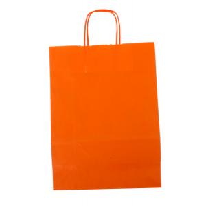 Papierová taška, stáčané ušká, 260x120x350mm, oranžová