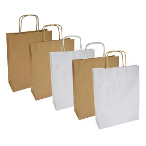 Papierová taška, stáčané ušká, 305x170x425mm, biela široké dno