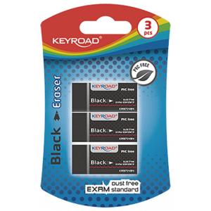 Guma KEYROAD Black 3 ks, blister, čierna