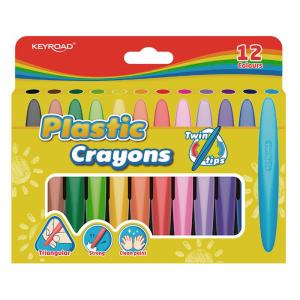 Voskové pastelky KEYROAD Twin Tips trojhranné, mix farieb