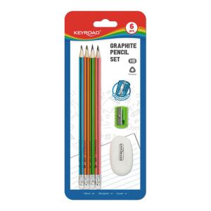 Sada školských pomôcok KEYROAD, blister 6 ks, mix farieb