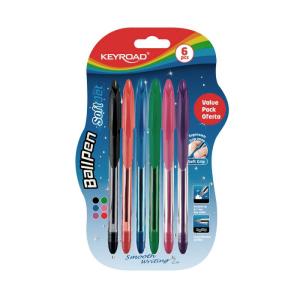 Guľôčkové pero KEYROAD Soft Jet 0,7 mm, 6 ks blister, mix farieb