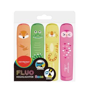 Sada popisovačov KEYROAD Fluo Jungle 4 ks, mix farieb