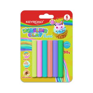 Plastelína KEYROAD 6 ks pastel, blister, mix farieb