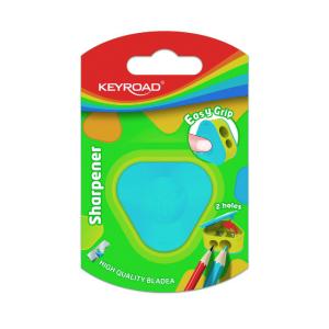 Strúhadlo KEYROAD plastové s dvomi otvormi, blister, mix farieb