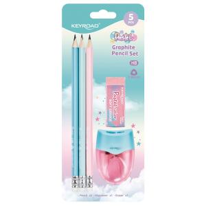 Súprava školských pomôcok KEYROAD Pastel, blister 5 ks, mix farieb
