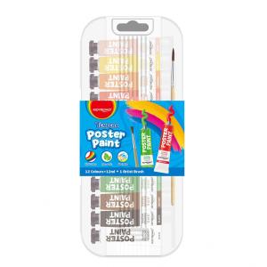 Temperové farby KEYROAD, 12x12ml, v balení so štetcom, mix farieb