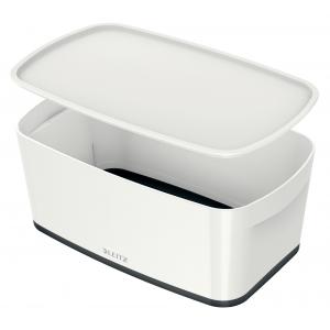 Úložný box s vekom Leitz MyBox, veľkosť S biela/čierma