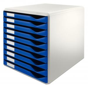 Zásuvkový box Leitz 10 zásuviek modro/sivý