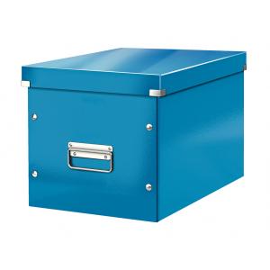 Štvorcová krabica Click & Store A4 metalická modrá