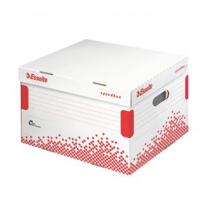Archívna krabica Esselte Speedbox M so sklápacím vekom biela/červená