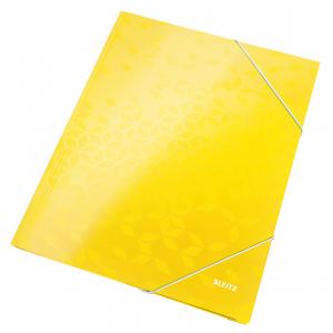 Kartónový obal lesklý s gumičkou Leitz WOW žltý