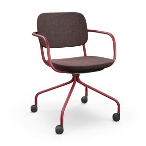 Konferenčná stolička Normo, podrúčky LP, rám RAL3005, látka Xtreme YS136 hnedá