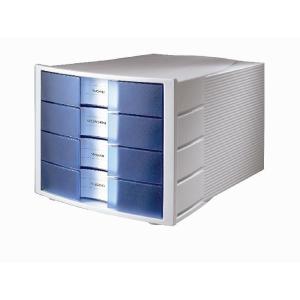 Zásuvkový box Impuls sivý/priehľadný modrý