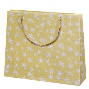 Vianočná darčeková taška 36x31x10cm Glitrové hviezdy