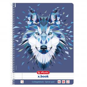 Blok poznámkový College Herlitz Wild Animals A4 80 listov linajkový vlk