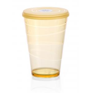 Pohár plastový s viečkom myDRINK 400ml oranžová