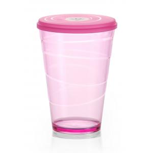 Pohár plastový s viečkom myDRINK 400ml ružová