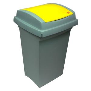 Kôš plastový na triedený odpad - so žltým vekom, 50 l