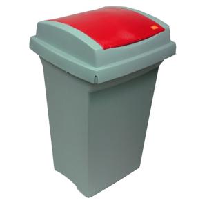 Kôš plastový na triedený odpad - s červeným vekom, 50 l