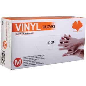 Rukavice jednorazové vinylové nepudrované, transparentné M 100ks