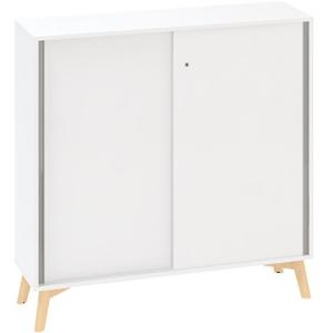 Policová skriňa ALFA ROOT s del.priečkou, posuvné dvere, 2 police, 120x45x121,5cm, biela
