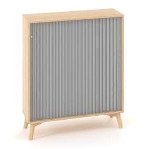 Policová skriňa ALFA ROOT, žalúziové dvere RAL9010, 2 police, 100x45x121,5cm, dub