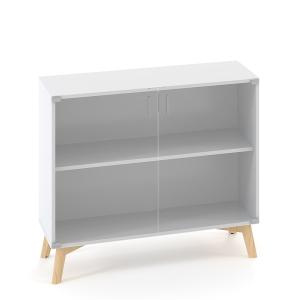 Policová skriňa ALFA ROOT, sklo, 1 polica, 100x45,8x88,7cm, biela