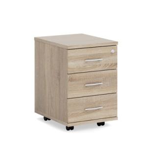 Mobilný kontajner BASIC, 3-zásuvkový so zámkom, 41x61x50cm, dub Sonoma