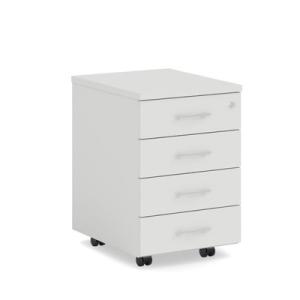 Mobilný kontajner BASIC, 4-zásuvkový so zámkom, 41x67x50cm, biela