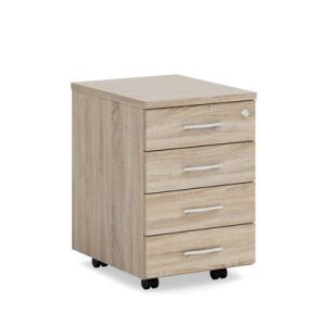 Mobilný kontajner BASIC, 4-zásuvkový so zámkom, 41x67x50cm, dub Sonoma