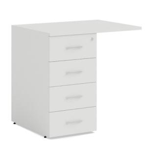 Prístavný kontajner BASIC, 4-zásuvkový so zámkom, 80x76x60cm, biela