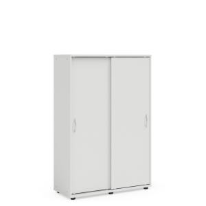 Policová skriňa BASIC, posuvné dvere bez zámku, 100x40x147,9cm, biela