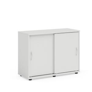 Policová skriňa BASIC, posuvné dvere bez zámku, 100x40x75,3cm, biela