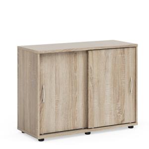 Policová skriňa BASIC, posuvné dvere bez zámku, 100x40x75,3cm, dub Sonoma