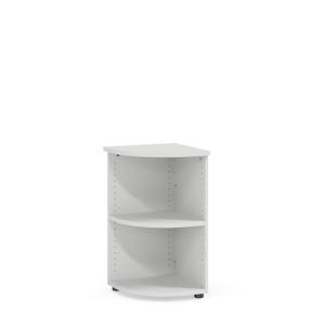 Policová skriňa BASIC, otvorená, rohová, 40x40x76,5cm, biela