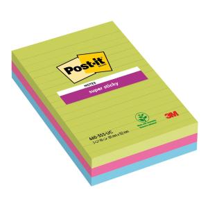 Bloček Post-it Super Sticky 102x152 linajkový mix farieb